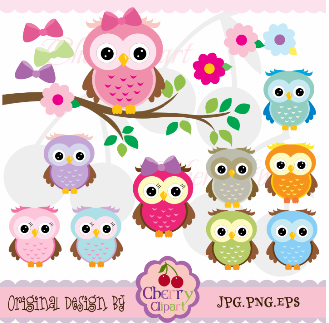 cute owls digital clipart elements set no - Download - 4shared