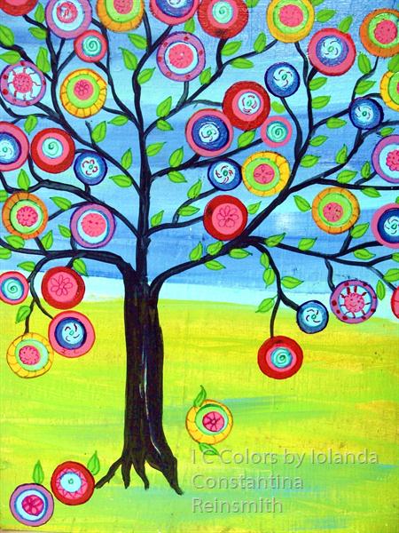 Bright and Happy Tree of Life Mexican Folk Art Style by I C Colors ...