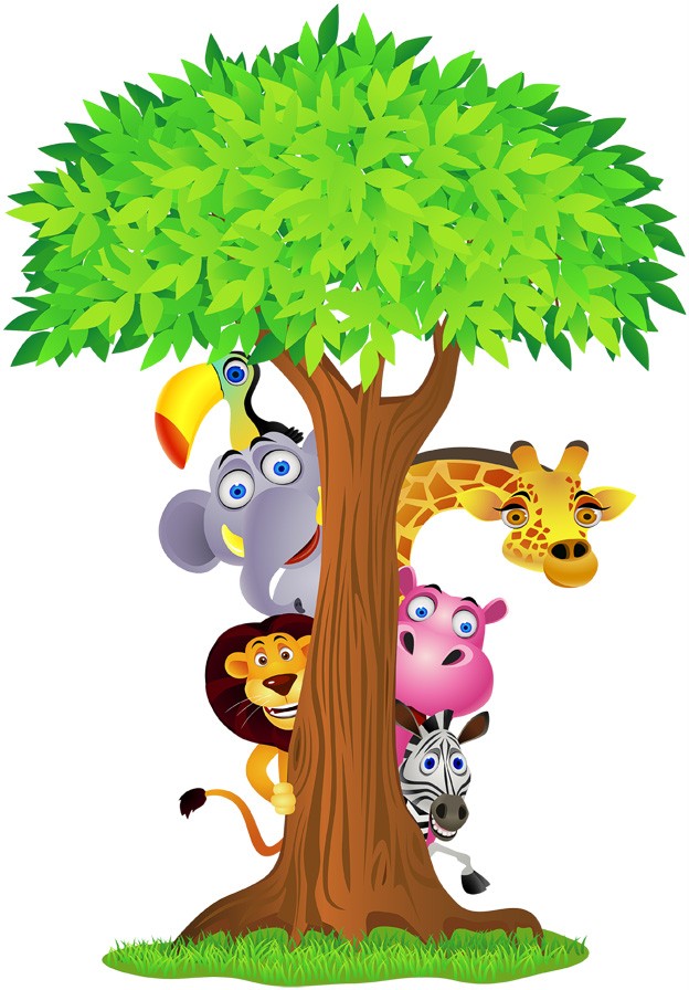 Choose Size Safari Animals Tree Decal Removable Wall Sticker Decor ...