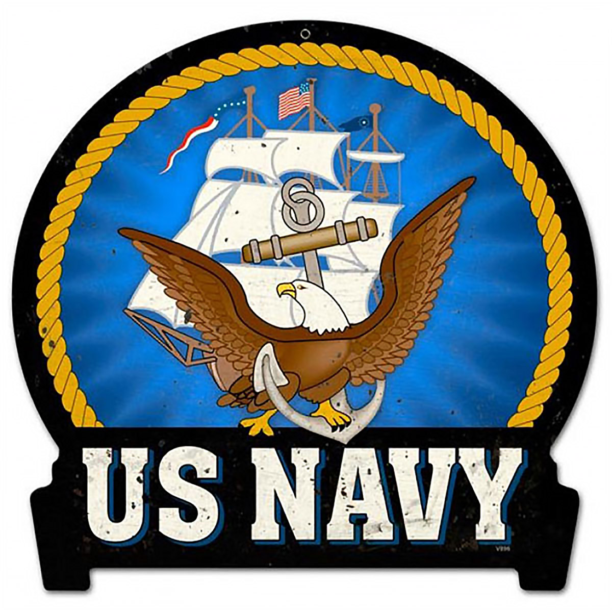 US Navy Braided Circle Logo Metal Sign | Military Emblem Signs ...