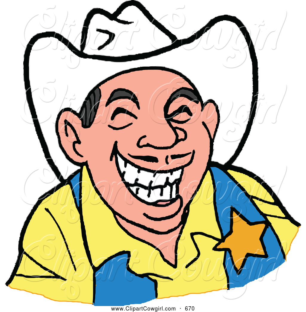 Clipart of a Laughing Western Sheriff Cowboy by LaffToon - #670