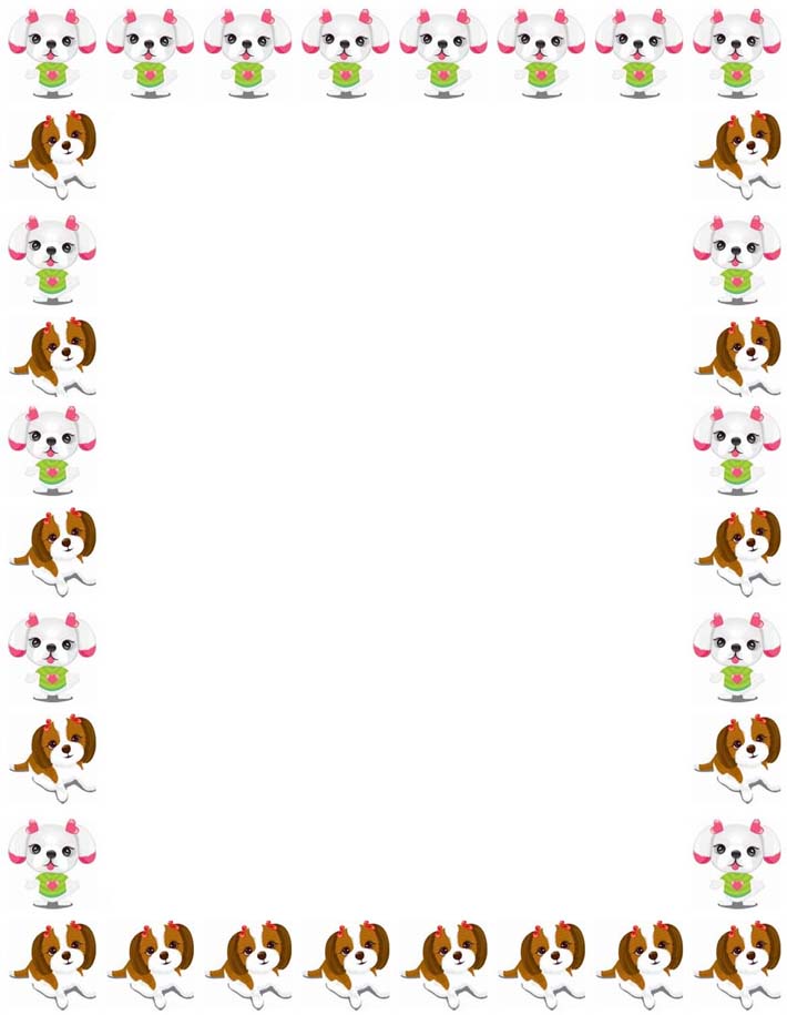 free dogs and puppys border stationery paper, free printable dogs ...