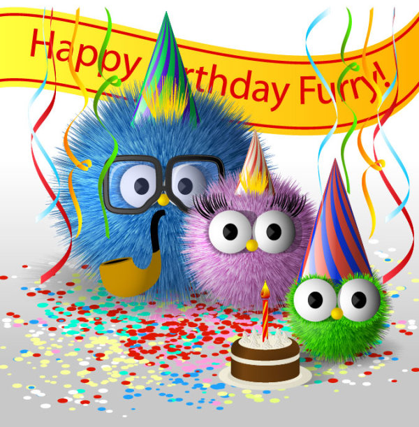 4-Designer | Cartoon birthday cards 01 Vector