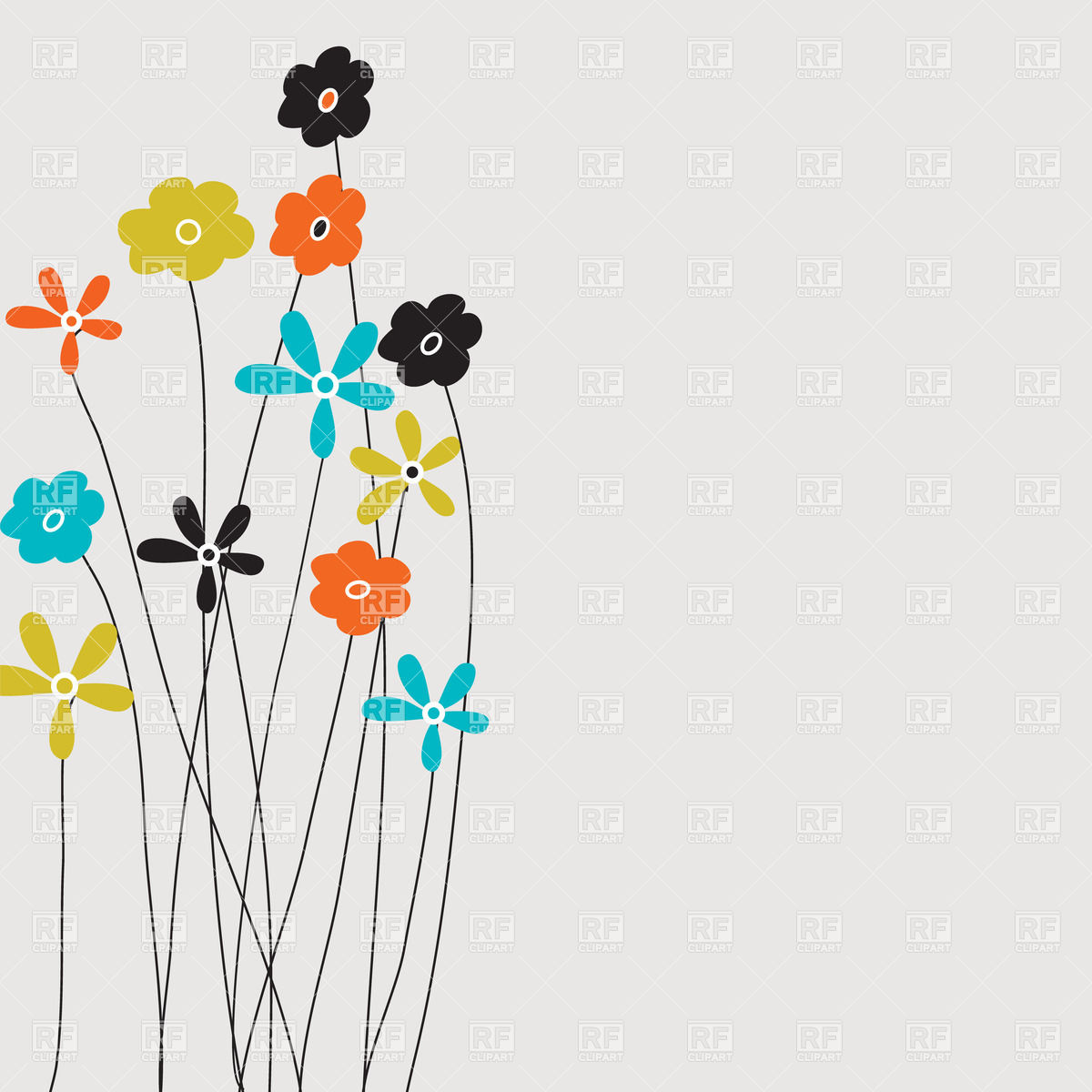 Several cartoon flowers on long stems, 23585, Plants and Animals ...