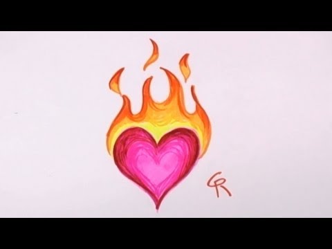 Easy to Draw Flaming Heart Design - CC - YouTube