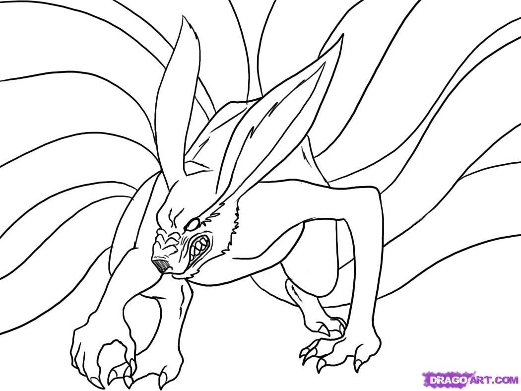 How to Draw Nine Tailed Fox, Step by Step, Naruto Characters ...