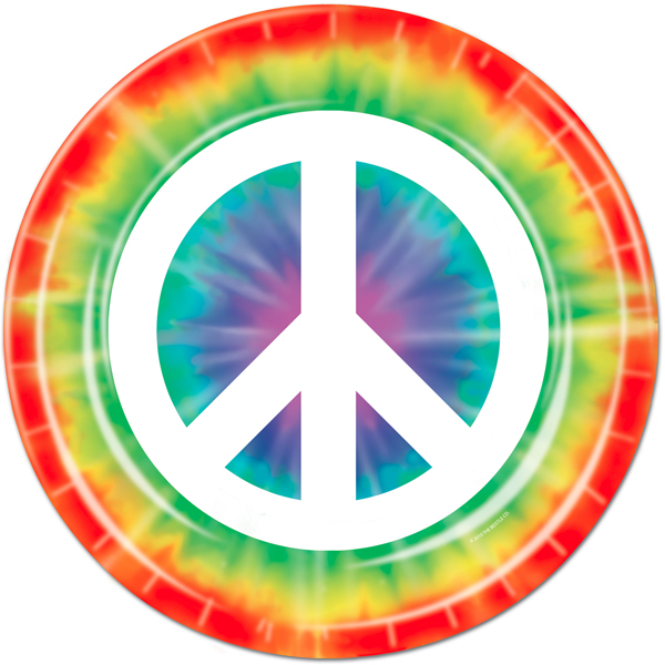 Peace Sign Tie Dyed Lunch Plates (8) at Birthday Direct
