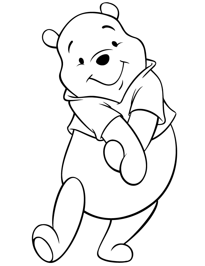 Cute Disney Pooh Bear Coloring Page | HM Coloring Pages
