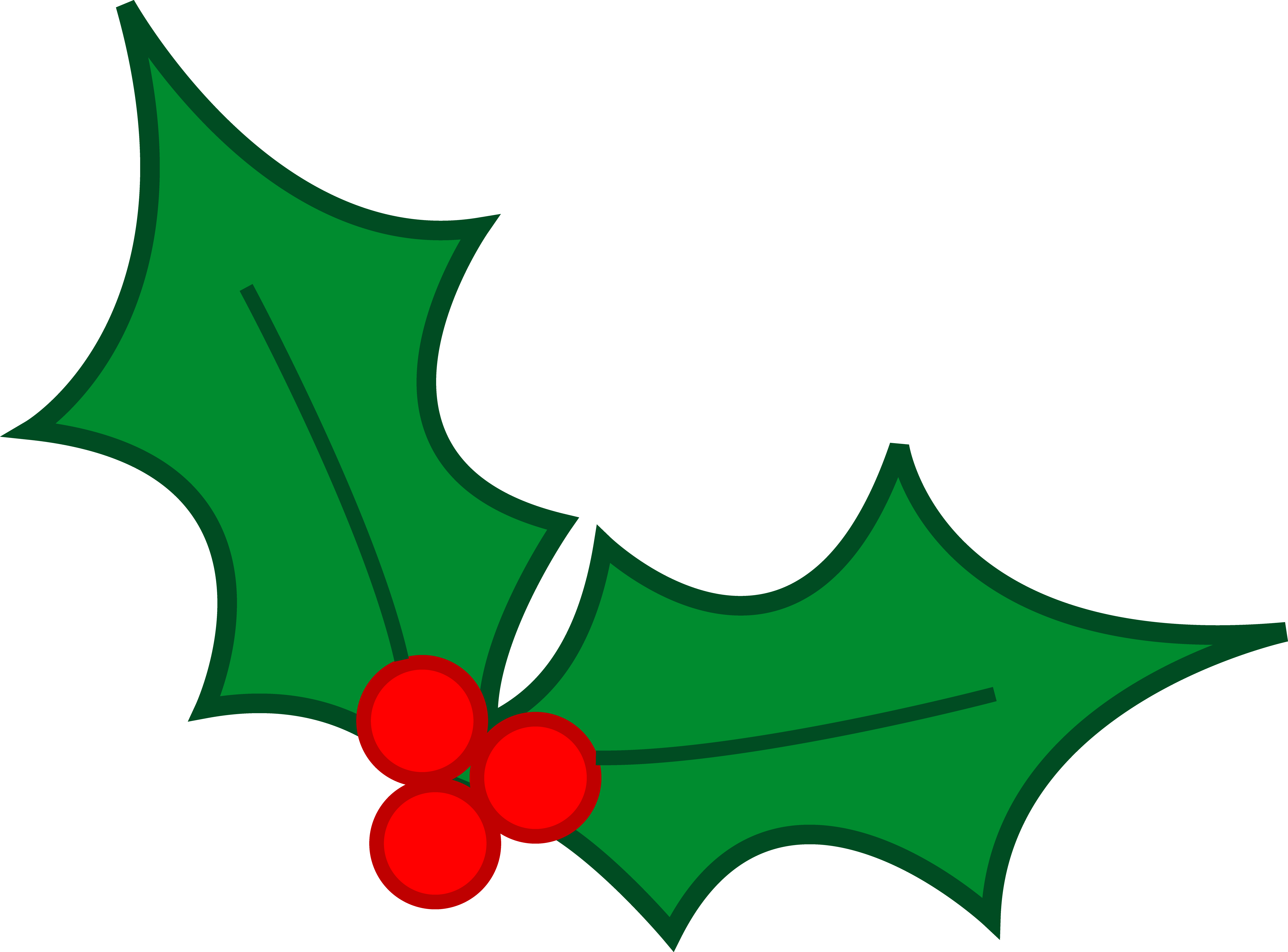 Green Christmas Holly Leaves - Free Clip Art