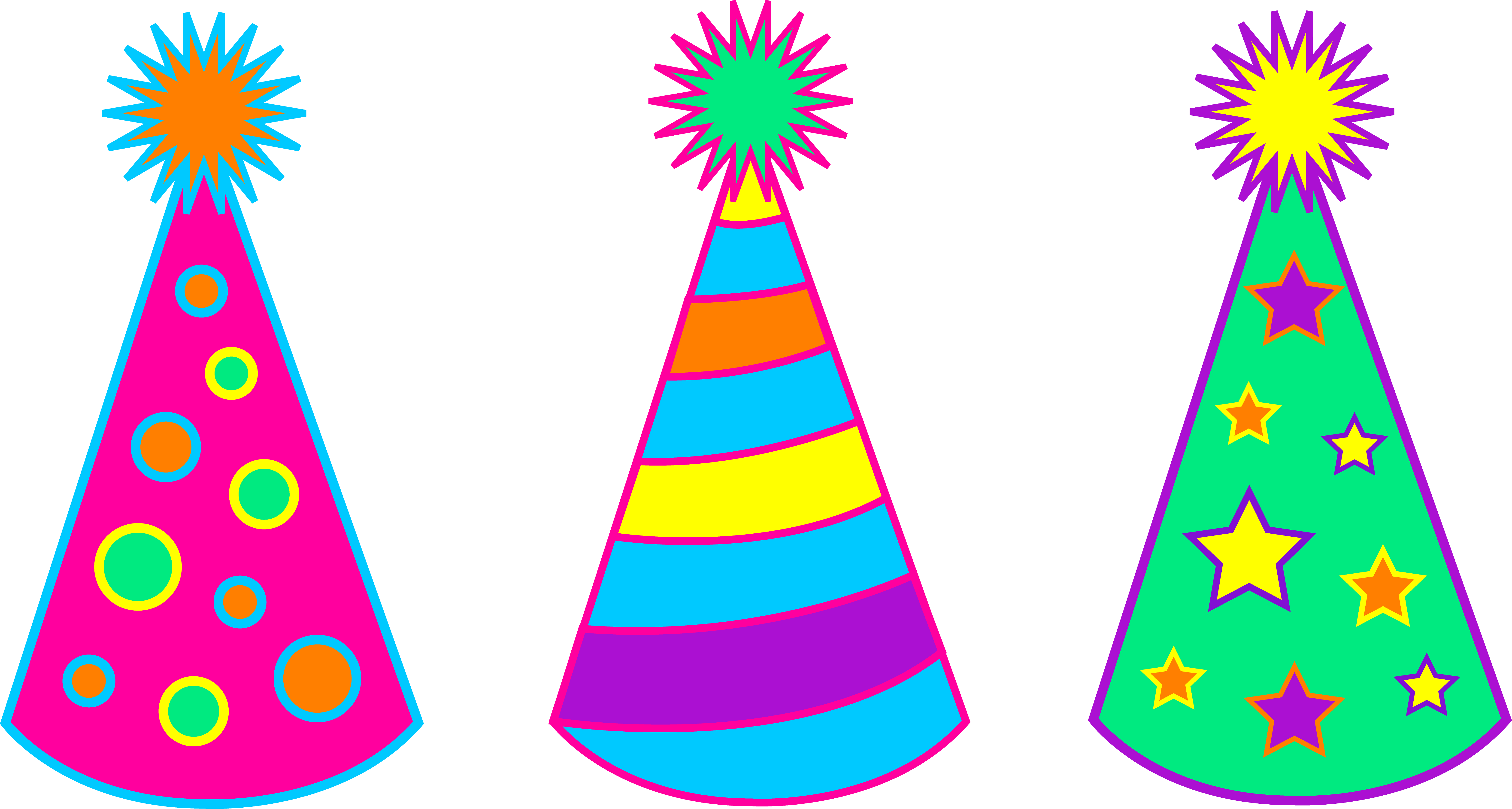 Colorful Birthday Party Hats - Free Clip Art
