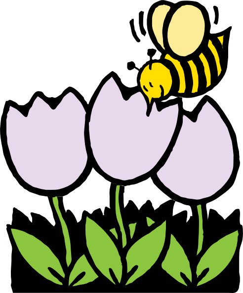 Bee And Flowers clip art - vector clip art online, royalty free ...