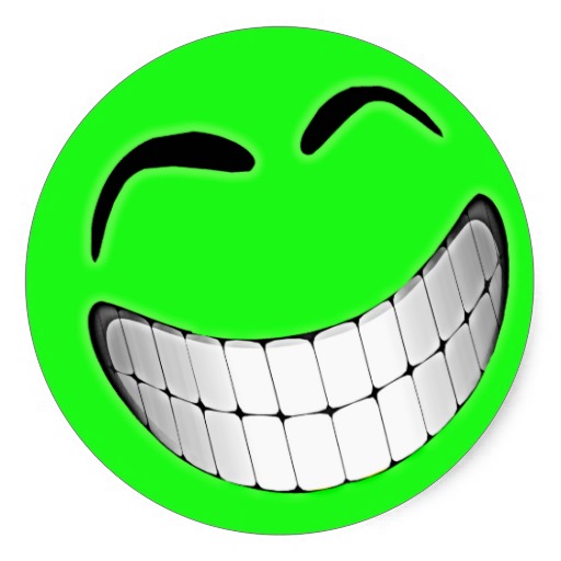 Green Big Grin Smiley Face Sticker | Zazzle