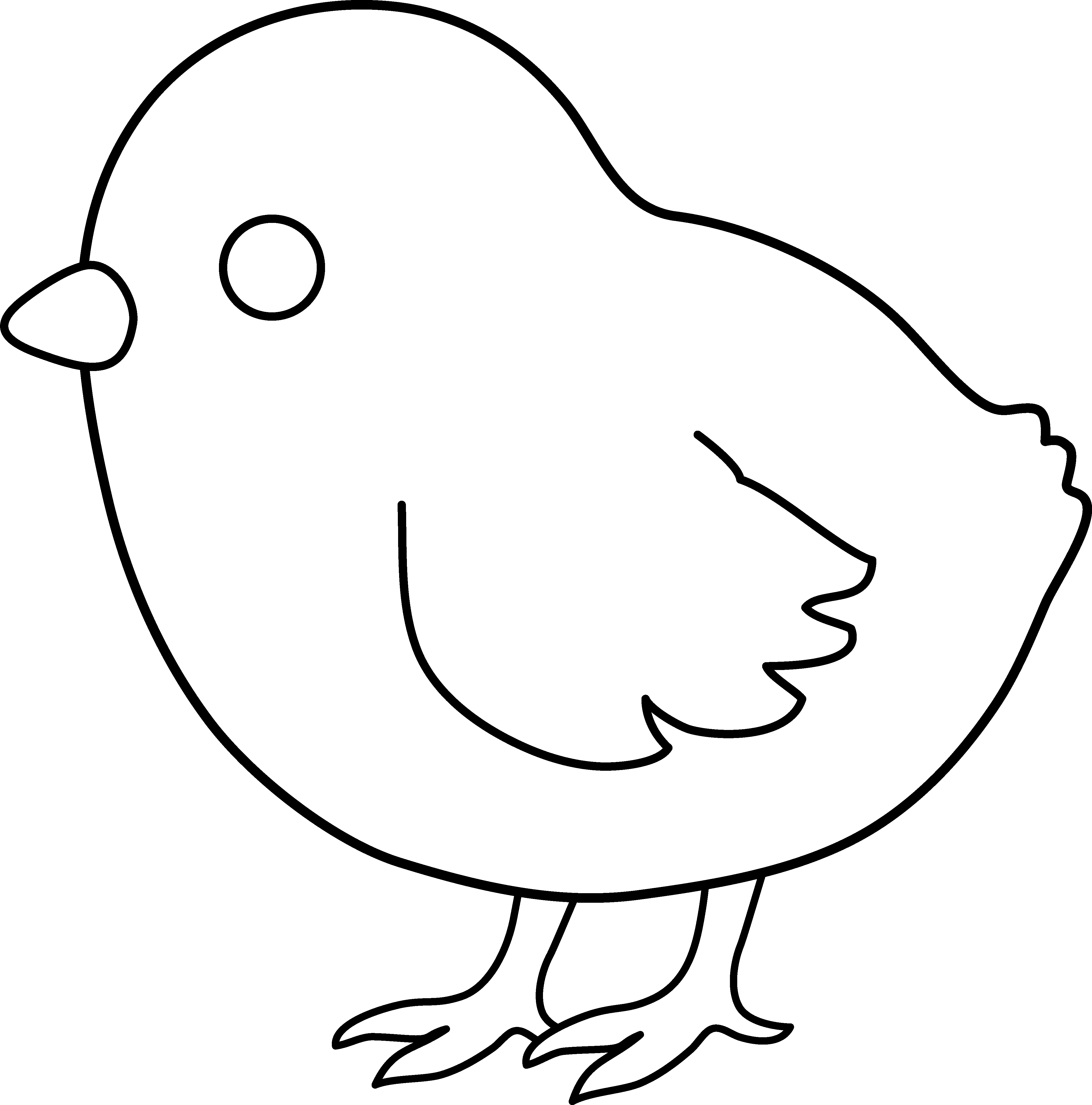 Cute Colorable Baby Chick - Free Clip Art