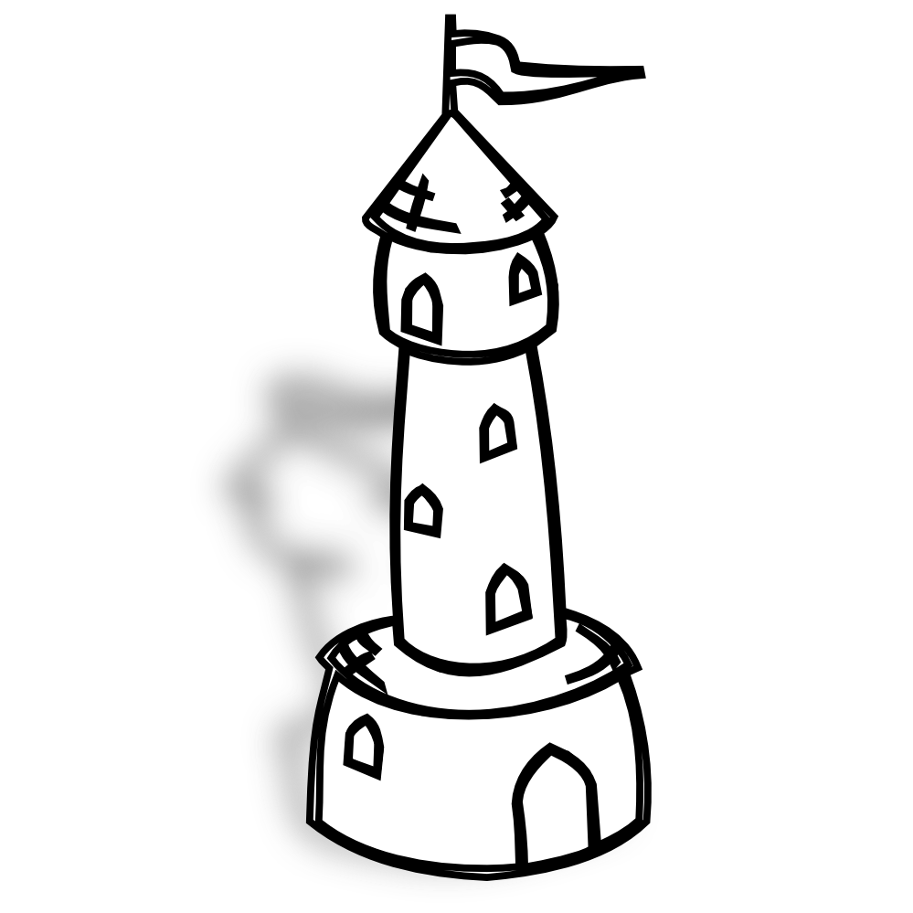 Rpg Map Symbols Round Tower with Flag Black White Line Art ...