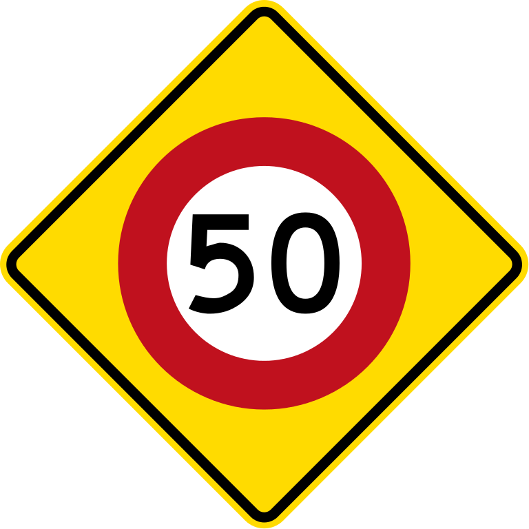 File:New Zealand Permanent Warning - Speed Limit Ahead (50 kmh ...
