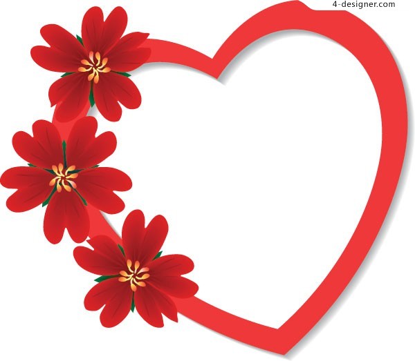4-Designer | A simple and beautiful red flowers decorated heart ...