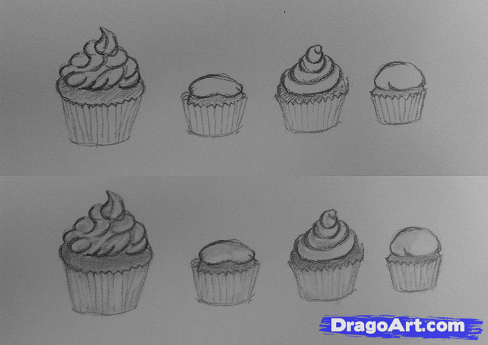 How to Draw Cupcakes, Step by Step, Food, Pop Culture, FREE Online ...