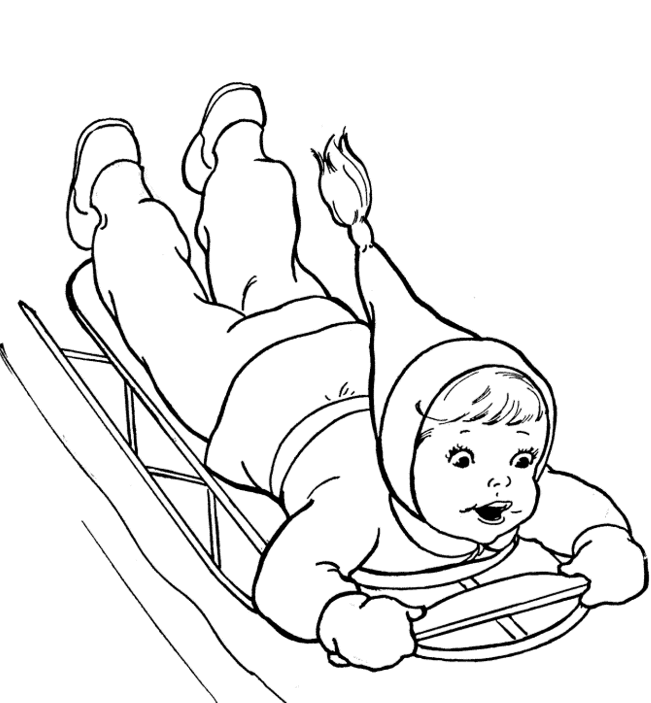 early childhood coloring pages of sledding - photo #32