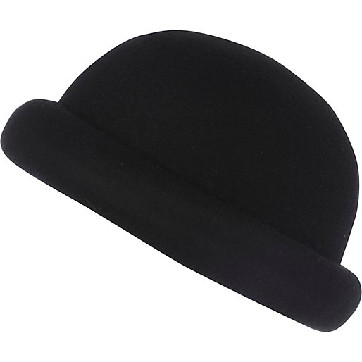 Black rolled brim bowler hat - hats - accessories - women