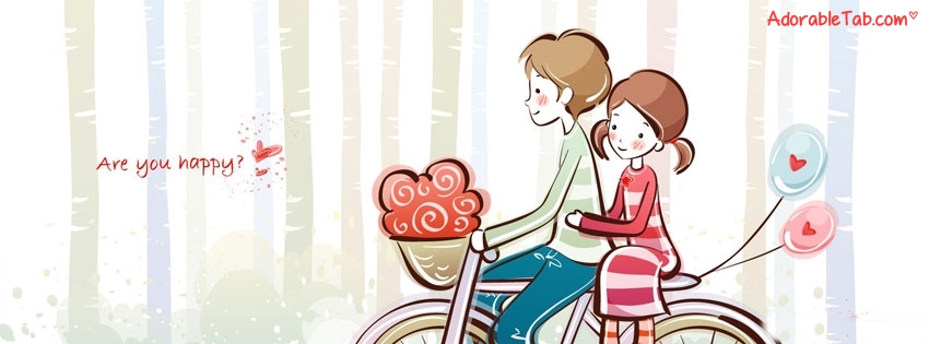 cute, cartoon, couple, sweet, bicycle » AdorableTab.com