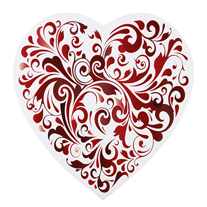 Heart Box, Red Swirl, 1 lb., QTY/CASE-12
