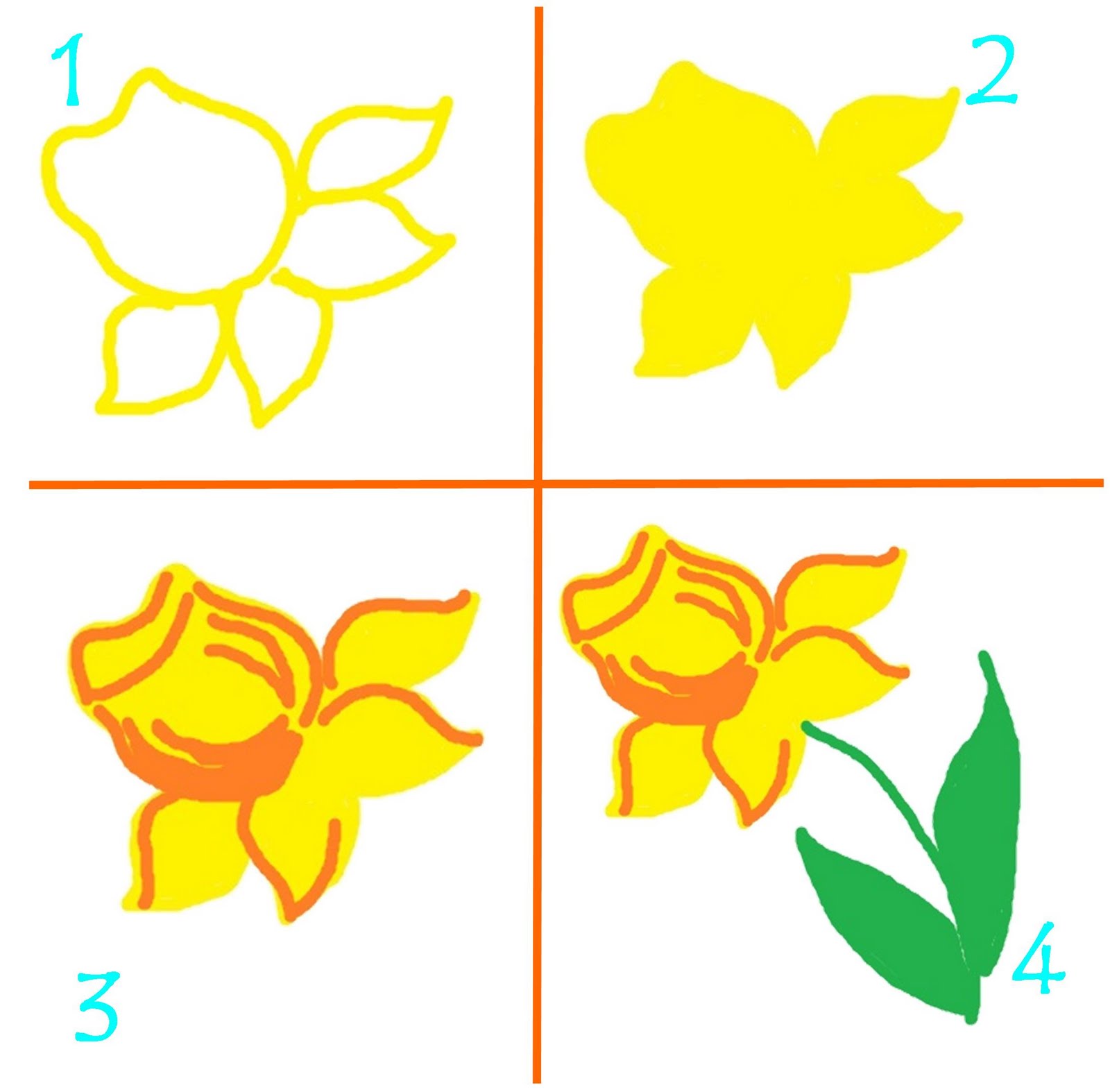 Images For > Daffodil Drawing Outline