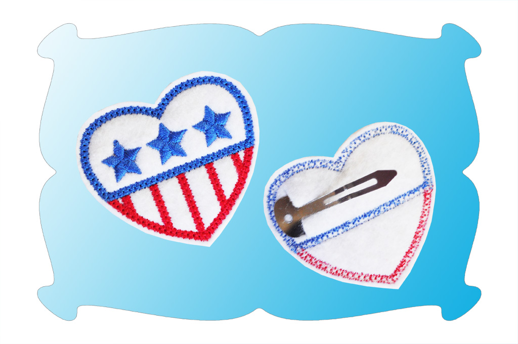 Patriotic Heart Snap Clip Mini - DigiStitches Machine Embroidery ...
