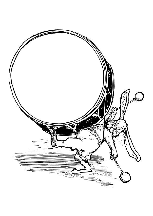 Coloring page rabbit with drum - img 10556.