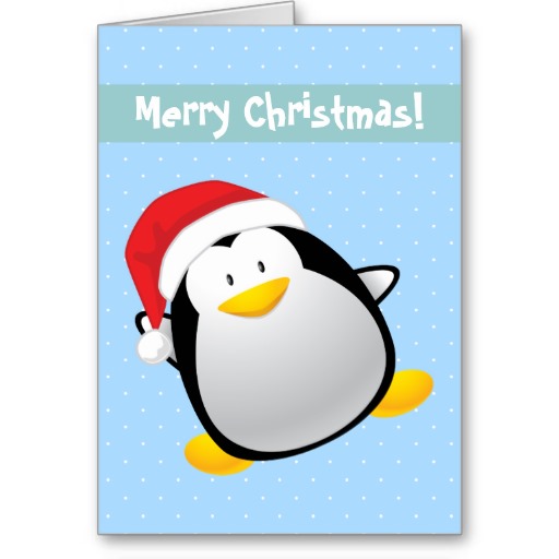 Merry Christmas cartoon baby bird greeting card | Zazzle