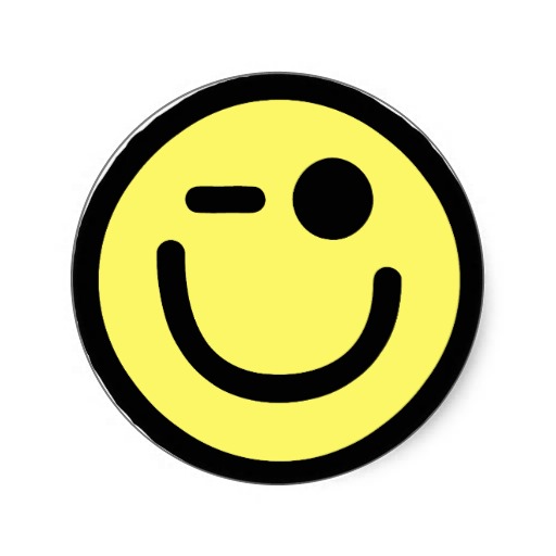 Yellow winking smiley face. Yellow black. Smiley with a huge grin ...