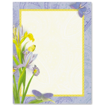 Iris and Butterflies PaperFrames Border Papers | PaperDirect