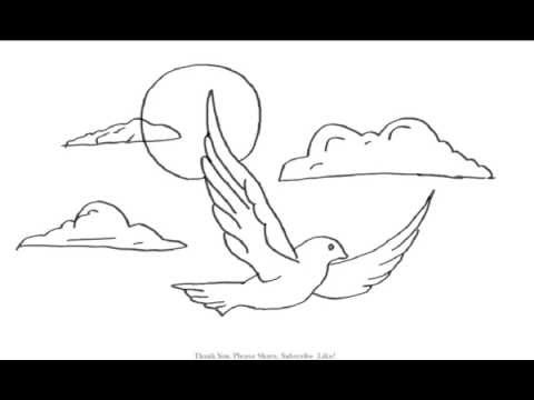 How to Draw a Bird Flying in the Clouds - YouTube