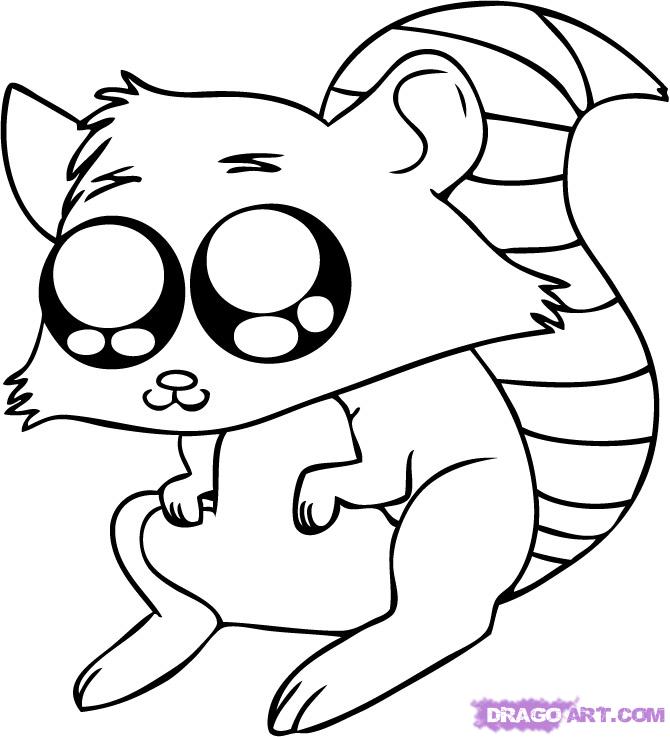 How to Draw a Cartoon Raccoon, Step by Step, Cartoon Animals ...