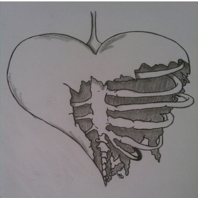 Cute Sketch Drawing Of A Broken Heart for Kids