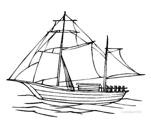 Simple European Galley Pirate Ship Coloring Page - Free ...