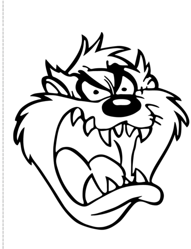 Face Of Tasmanian Devil Coloring Pages - Looney Tunes Cartoon ...