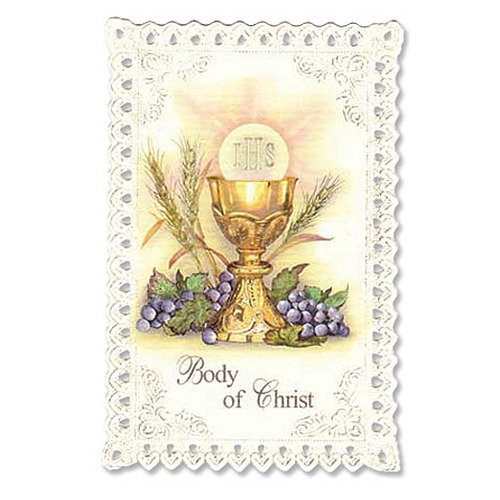 Chalice and Grapes First Communion Lace Holy Card | The Catholic ...