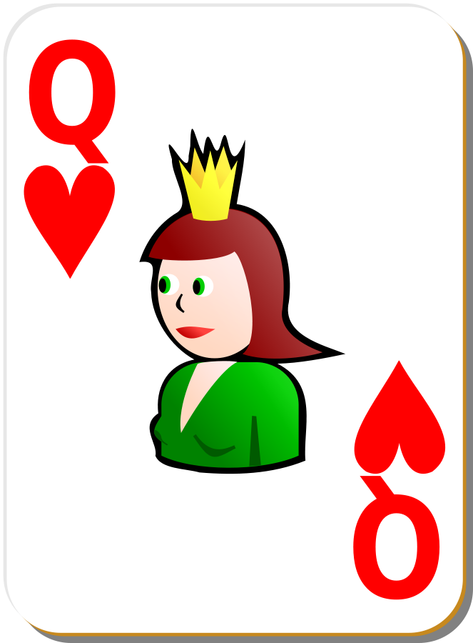 White deck: Queen of hearts Clipart, vector clip art online ...