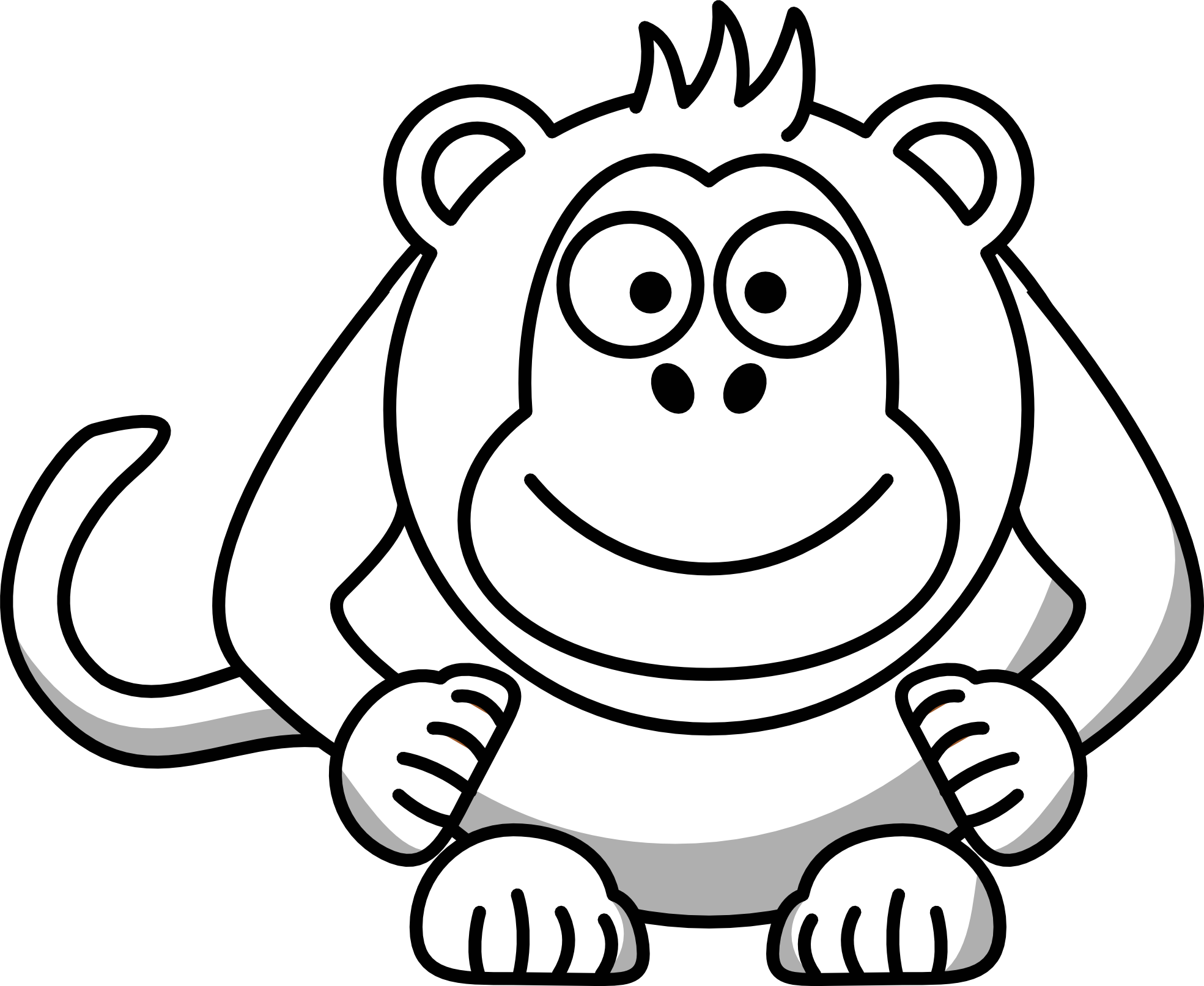 Cartoon Monkey Black White Line Art SVG Inkscape Adobe Illustrator ...
