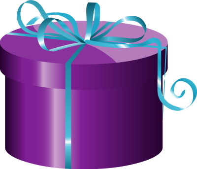 Purple Cylinder Gift Box with Blue Ribbon - Free Clip Arts Online ...