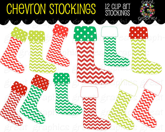Printable Chevron Christmas Stocking Clipart Chevron Stocking ...