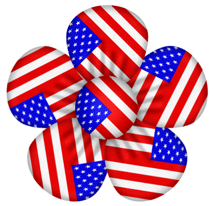 USA Flag Flower Decor PNG Clipart
