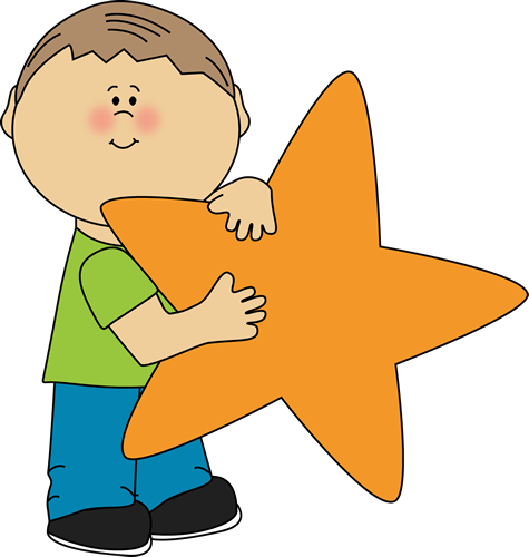 Boy Holding an Orange Star Clip Art - Boy Holding an Orange Star Image