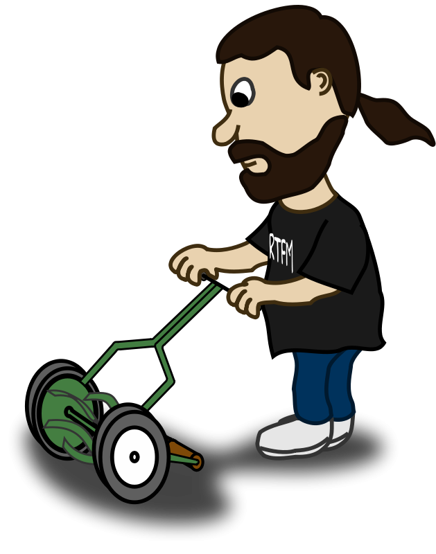 Comic characters: Guy pushing reel mower Free Vector / 4Vector