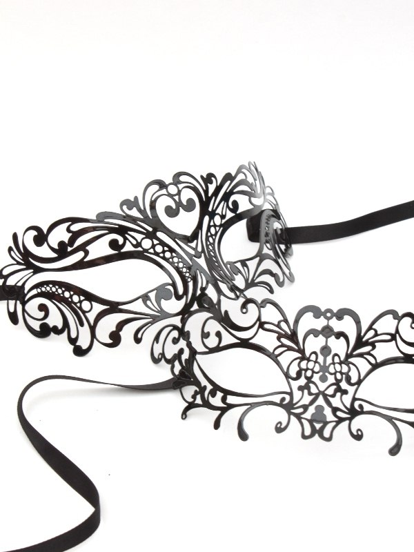 Masks Venetian Black Lace Metal Filigree Laser Cut Masquerade