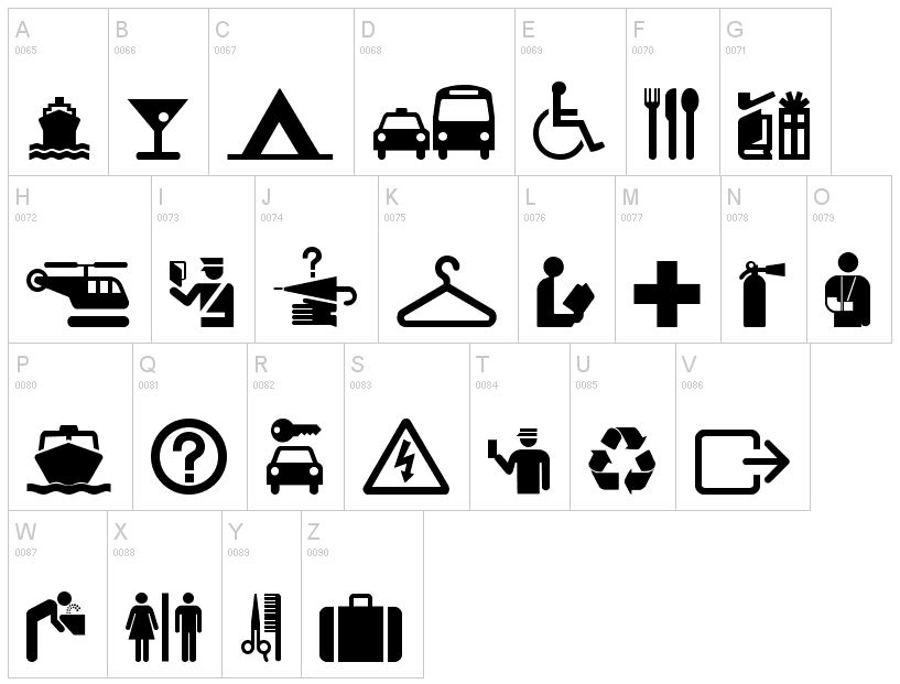 Travel Information Symbols Dingbats | Dingfonts.com