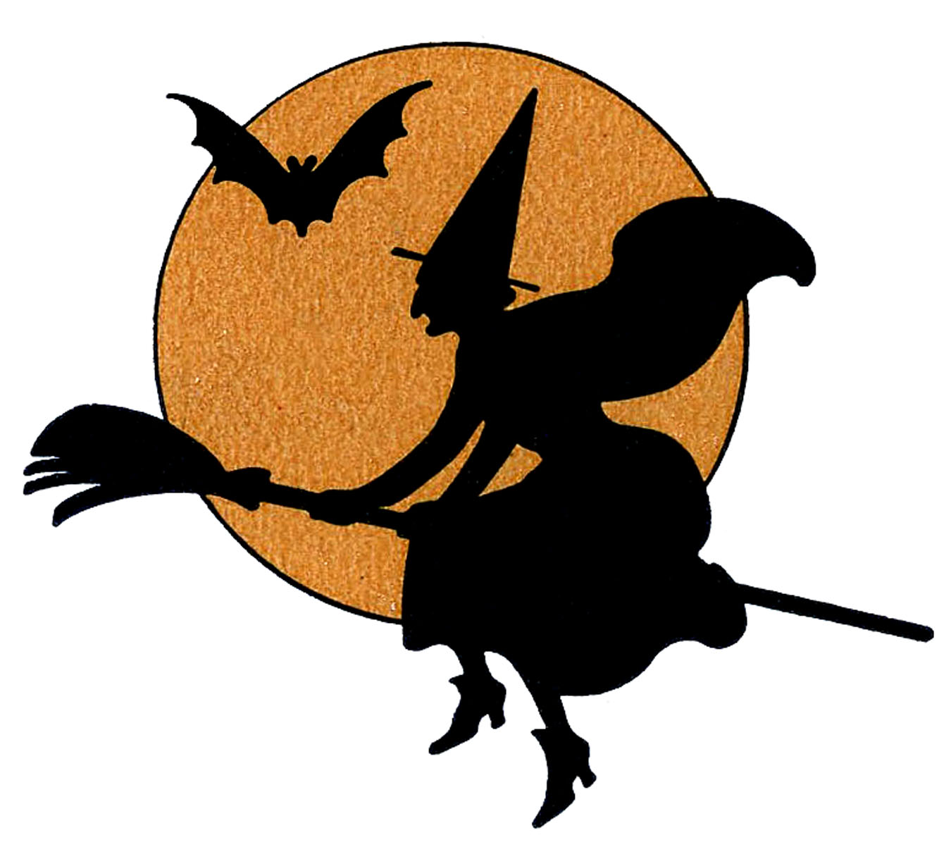 Vintage Halloween Clip Art - Witch with Moon - The Graphics Fairy