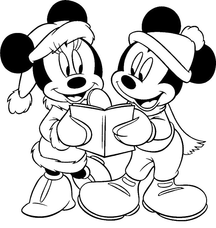 Mickey And Minnie Mouse Happy Merry Christmas Coloring For Kids ...