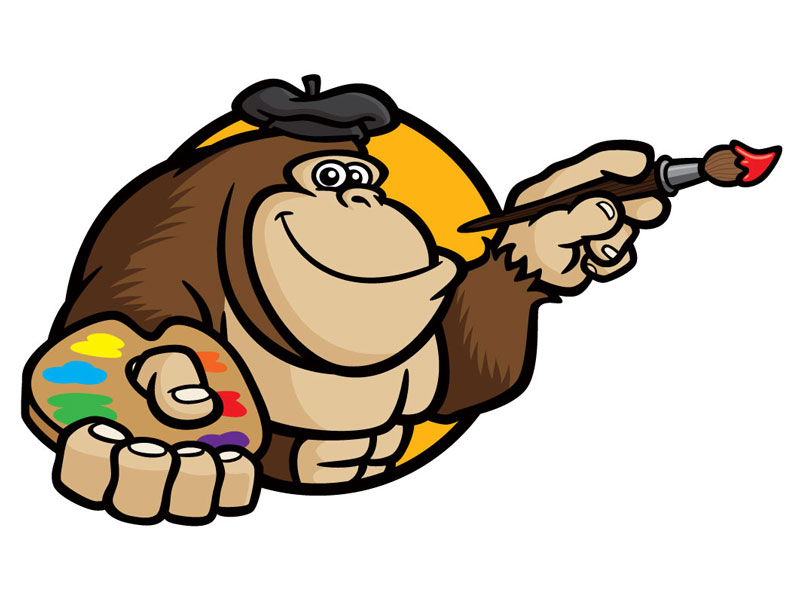 Dribbble - Gorilla Artist/Painter Cartoon Character - Gallery ...