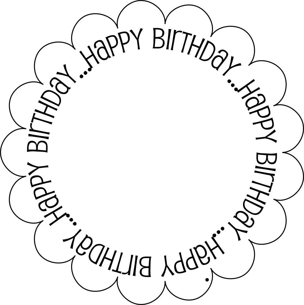 Nice Happybirthday Rounded Card Border Design Black and White -